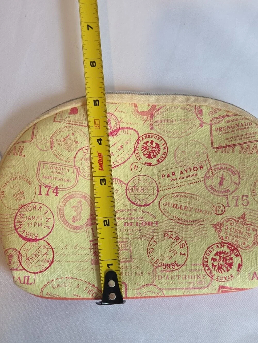 IPSY Yellow Cosmetic Pouch with Pink Stamp Print